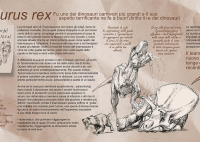 TYRANNOSAURUS PANEL - “Dinosaurs in the Flesh” traveling exhibition - Pencil, tempera and digital - 2012 - Scientific supervisor: Simone Maganuco Design: Andrea Pirondini