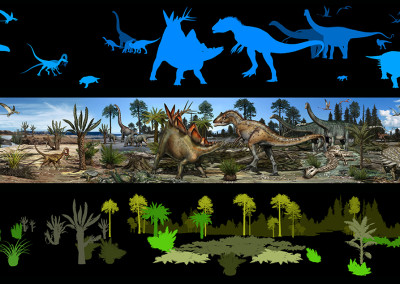 LIFE IN THE MESOZOIC - Aathal Sauriermuseum mural - Digital - 2014 - Scientific supervisor: Emanuel Tschopp